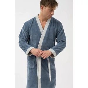 Belmanetti-köntös-pamut-bambusz-kék-velúr-uniszex-kimono-6565